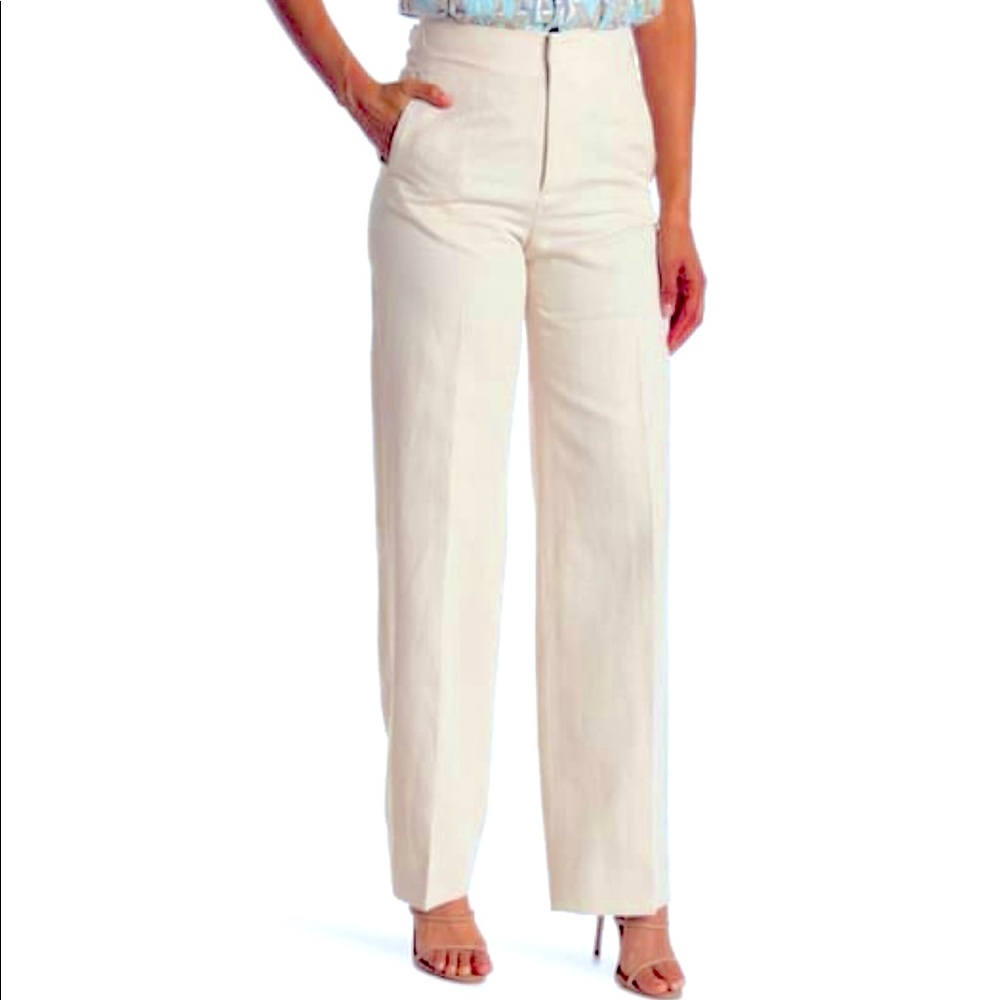 Designer Billy Reid Wide Leg Pants in Cream